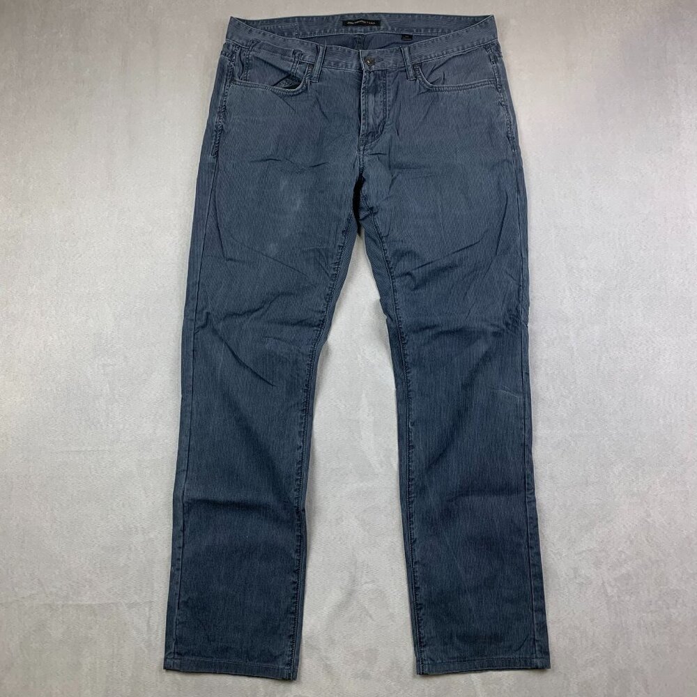 John Varvatos Mens Pants 33 Blue Pin Striped Chino Bowery Slim Straight 33x30